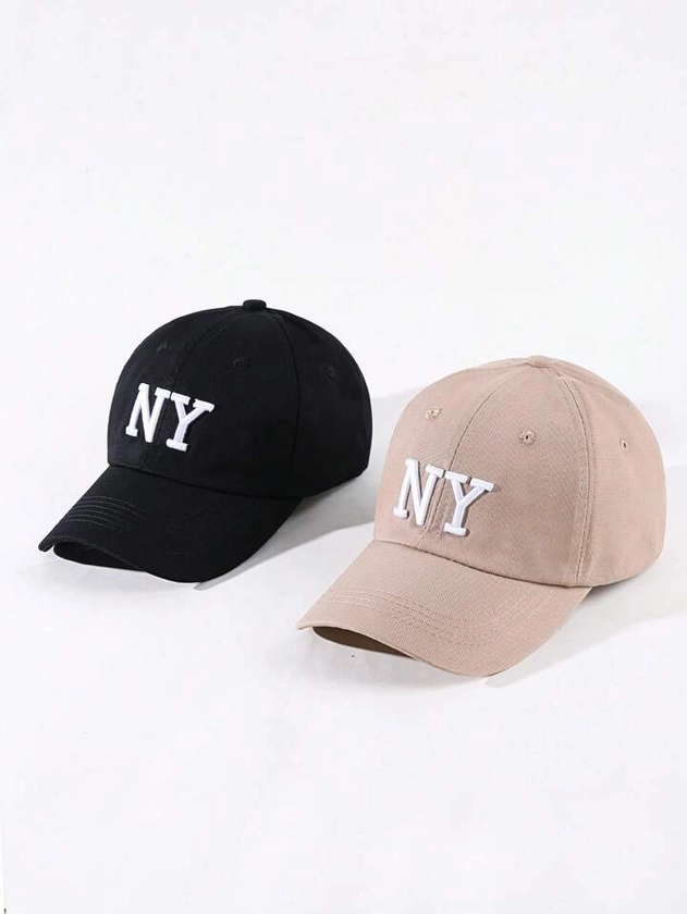 2pcs Ladies' New Embroidered Vintage Baseball Caps With Adjustable Strap