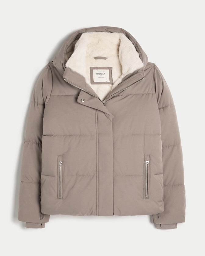 Women's Faux Fur-Lined All-Weather Puffer Jacket | Women's Jackets & Coats | HollisterCo.com