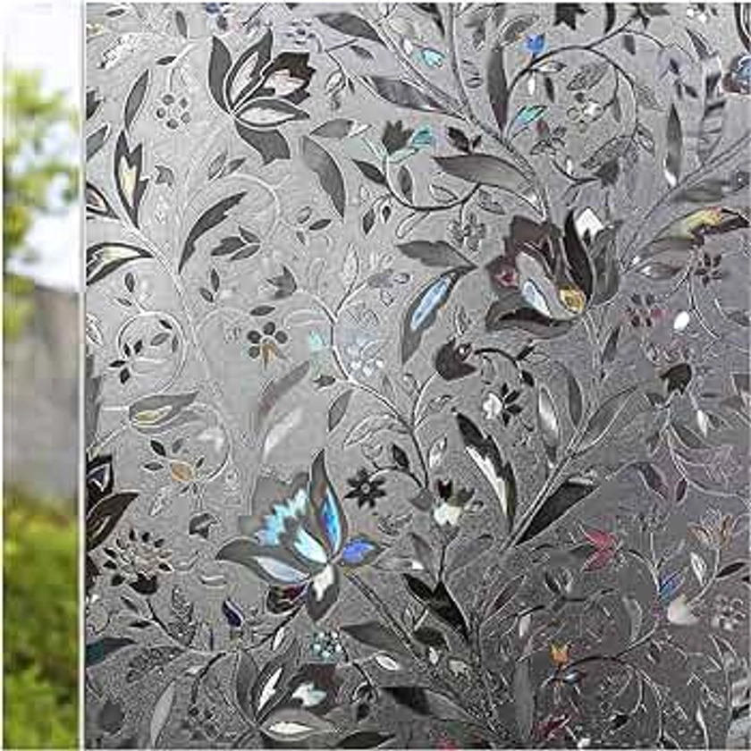 CottonColors Window Privacy Film 35"x78", Rainbow Window Film Decorative Window Film Heat Blocking Static Cling Suncatcher Window Film 3D Decals Window Clings for Glass Windows