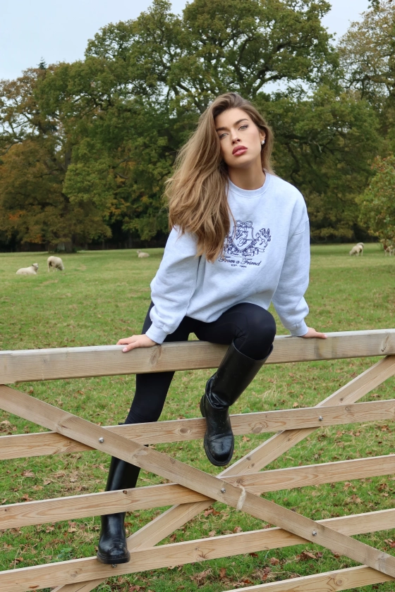 Embroidered Oversized Sweatshirt Grey Marl