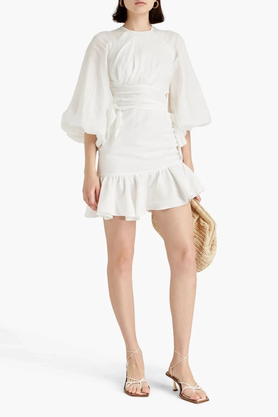 ZIMMERMANN Lyre ruffled cutout linen mini dress | THE OUTNET