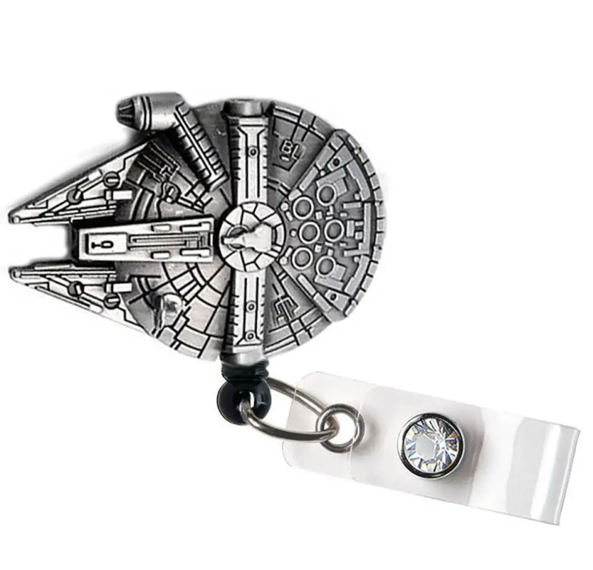 Spaceship Falcon Retractable ID Badge Reel, Doctor / Nurse / Teacher / Coworker gift ideas Badge Reel Badge Clips