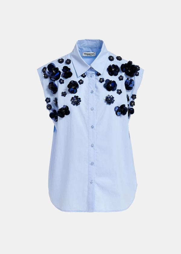 Light blue sleeveless cotton | Essentiel Antwerp