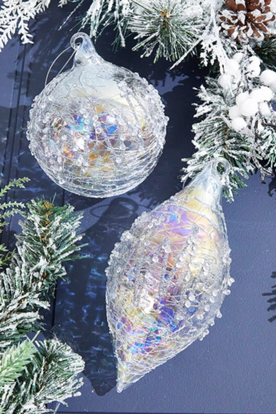 Iced Clear Glass Ornament