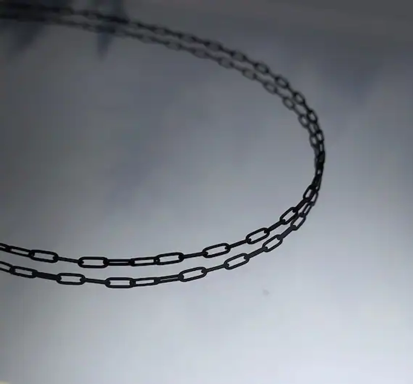 Night / black paperclip chain Necklace / black layering chain / minimalist dark goth jewelry