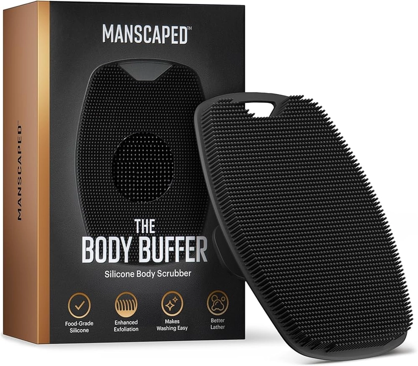 Amazon.com: MANSCAPED® Esfregão de silicone premium The Body Buffer para nutrir, limpar e esfoliar sua pele - cerdas que aumentam a espuma com alça ergonômica antiderrapante, longa duração e fácil de limpar (1 : Beleza e Cuidados Pessoais