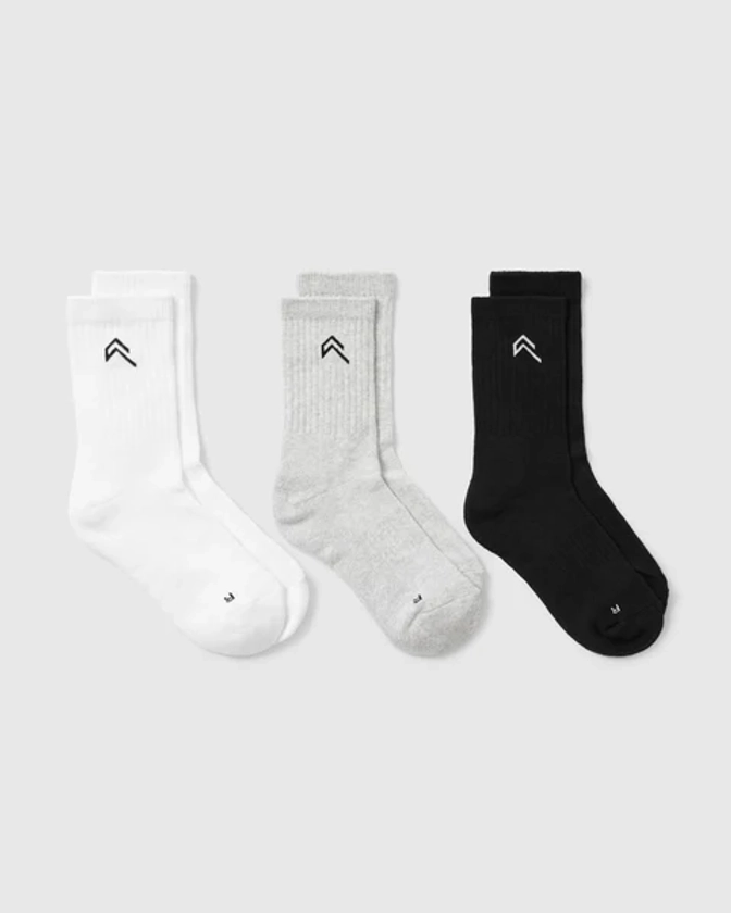 Crew Socks 3 Pack | Grey/White/Black