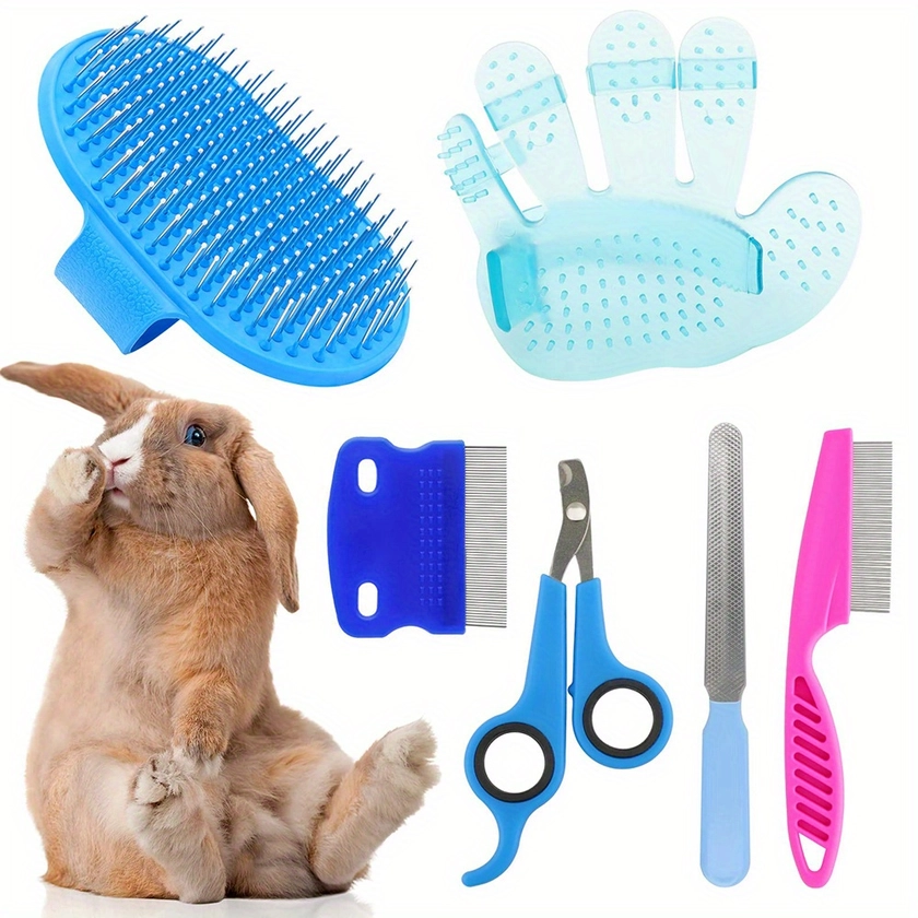 Premium Rabbit Grooming Kit with Shedding Brush, Nail Clipper, and Pet Combs - Keep Your Bunny Happy and Healthy