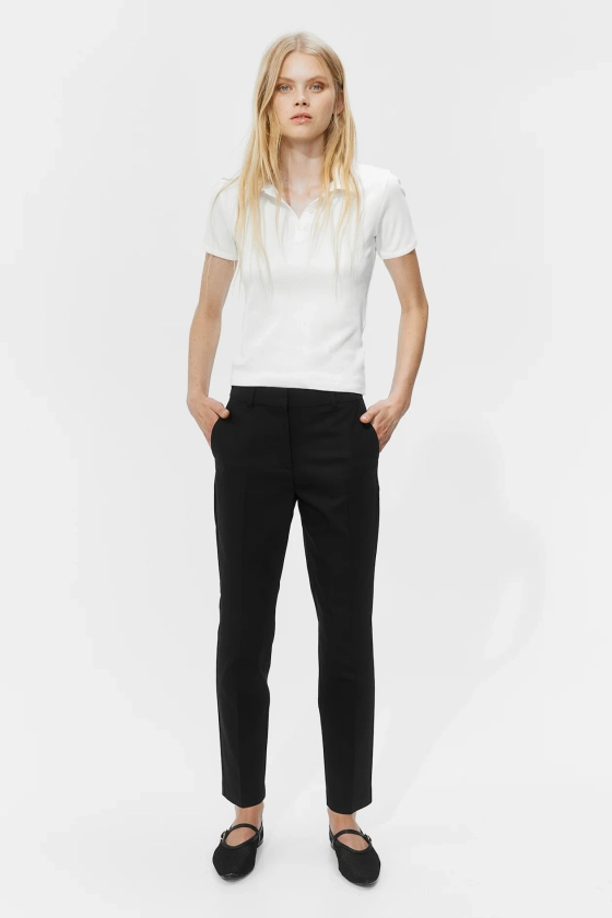 Pantalon cigarette - Taille régulière - Longueur cheville - Noir - FEMME | H&M FR