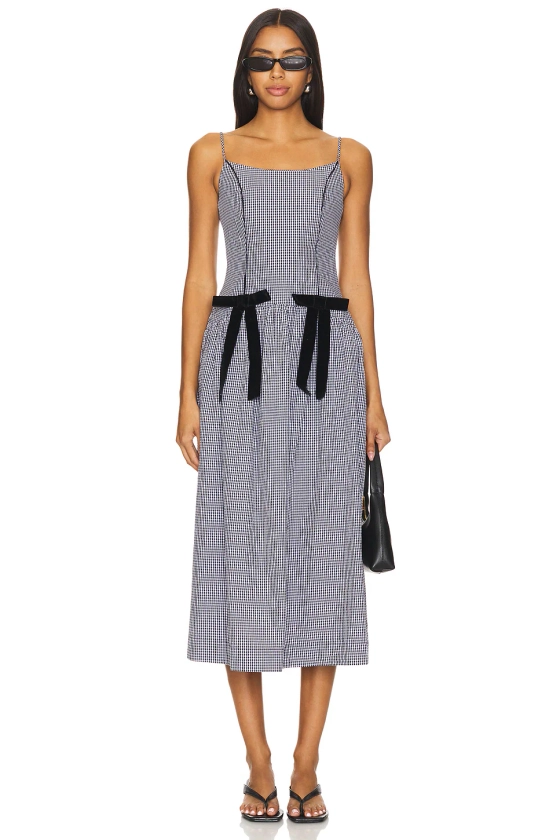 Damson Madder Persephone Midi Dress in Black Gingham | REVOLVE