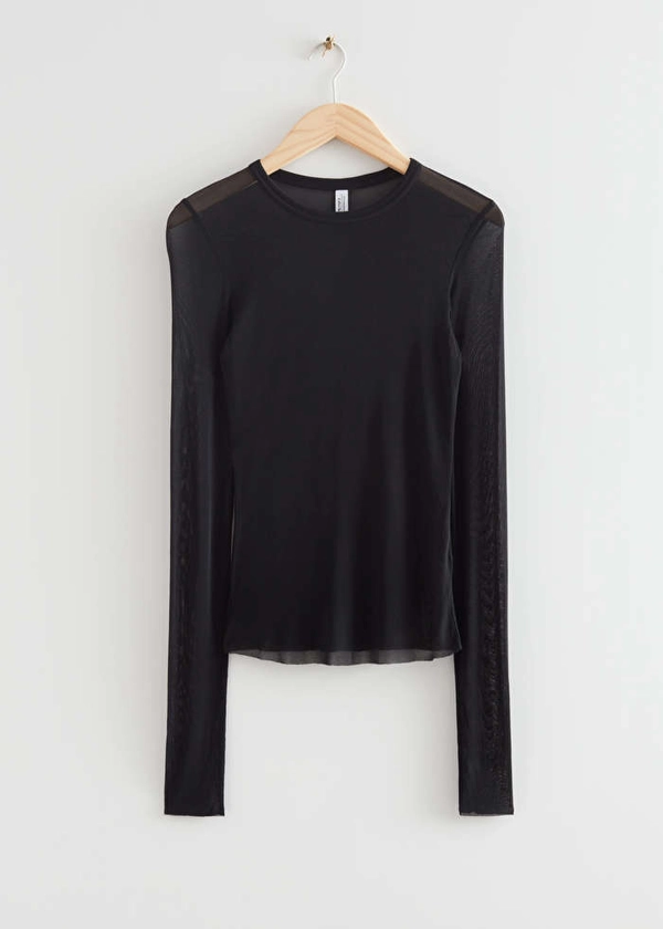 Fitted Mulberry Silk Top - Black - & Other Stories GB