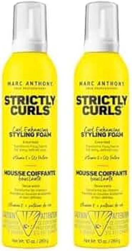 Marc Anthony Strictly Curl Enhancing Styling Foam, Extra Hold - Vitamin E & Silk Proteins Transforms Frizzy Hair to Full, Shiny, Defined Curls - Sulfate-Free Anti-Frizz Mousse Product (Pack of 2)