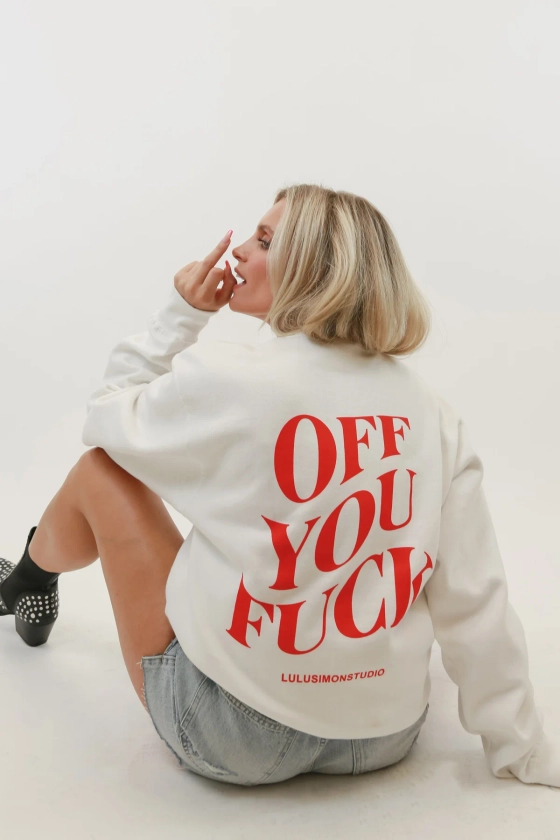 LULUSIMONSTUDIO Off You F**k Bolt Oversized Crewneck Sweatshirt