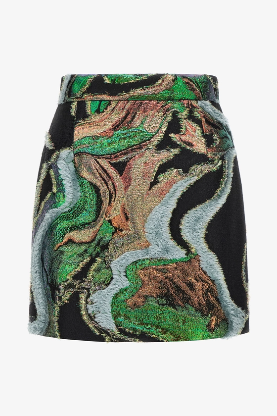 Marble Print Skirt | Vert foncé | Femme | Roberto Cavalli FR