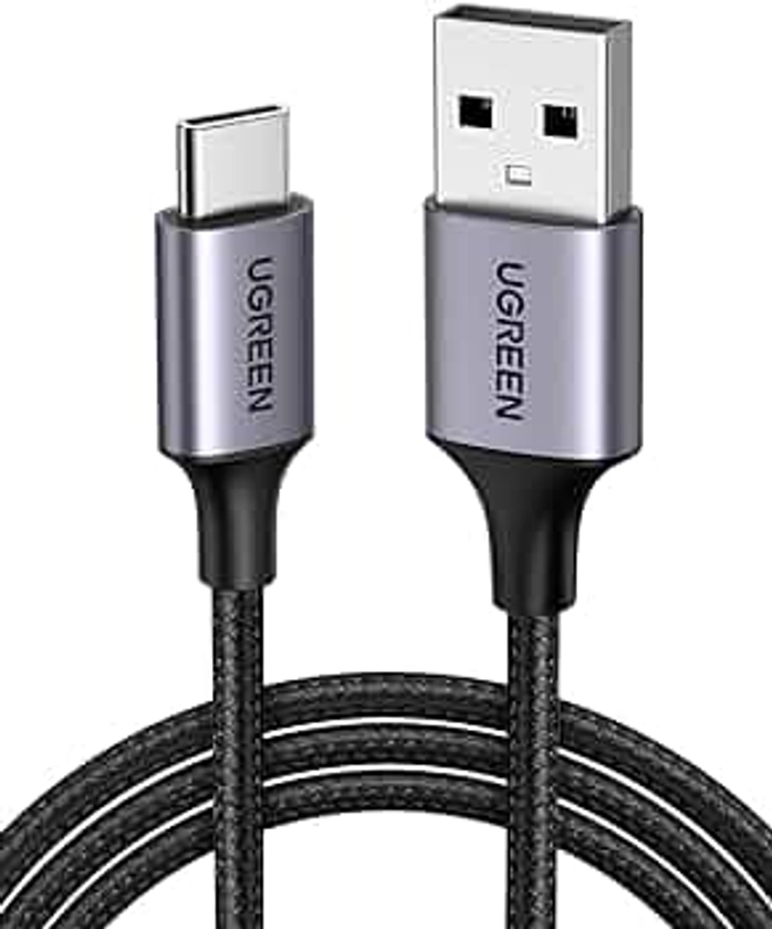 UGREEN Câble USB C Charge Rapide 3A Nylon Tressé Câble Chargeur USB C Compatible avec iPhone 16 Plus Pro Max 15 Galaxy S24 Plus Ultra S23 S22 A55 A35 Redmi Note 13 Pro 12 P60 P50 Manette PS5 (0.5M)