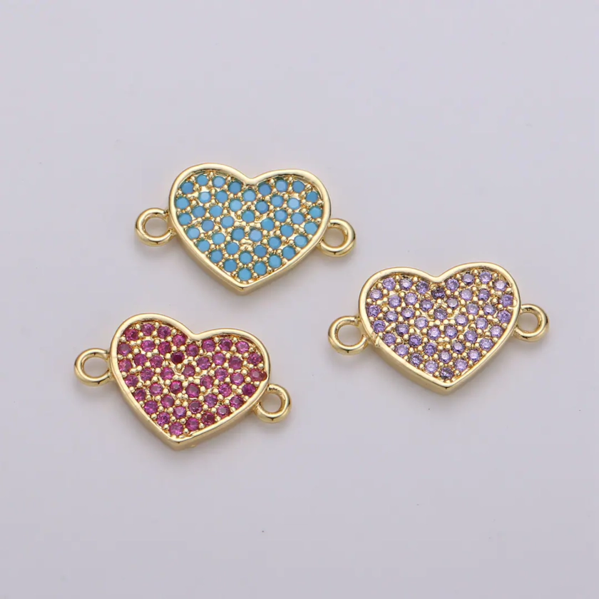 1pc Gold Micro Pave CZ Heart Charm Connector Love Micro Pave CZ Heart Connector for Bracelet and Necklace Supply, Cogf 463, 464, 465 - Etsy