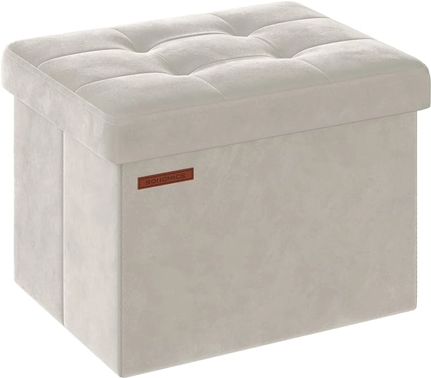 Amazon.com: SONGMICS Small Storage Ottoman, Foldable Velvet Storage Box, Storage Chest, Foot Rest, 12.2 x 16.1 x 12.2 Inches, 286 lb Load Capacity, for Living Room, Bedroom, Dorm, Cream White ULSF200W01 : Home & Kitchen