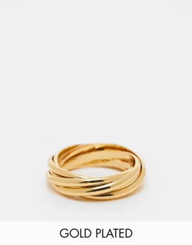 ASOS DESIGN - 14k vergulde ring met gedraaid buisvormig ontwerp