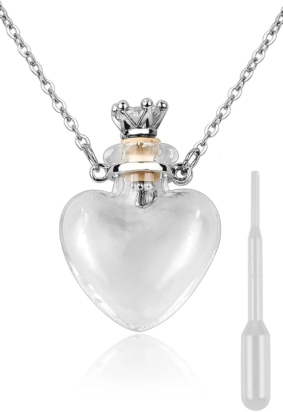 ds. distinctive style Vial Necklace Heart Shaped Perfume Bottle Pendant Blood Vial Necklace for Liquid Memorial Jewelry for Ashes Glass Keepsake Urn Necklace for Women : Amazon.co.uk: Fashion