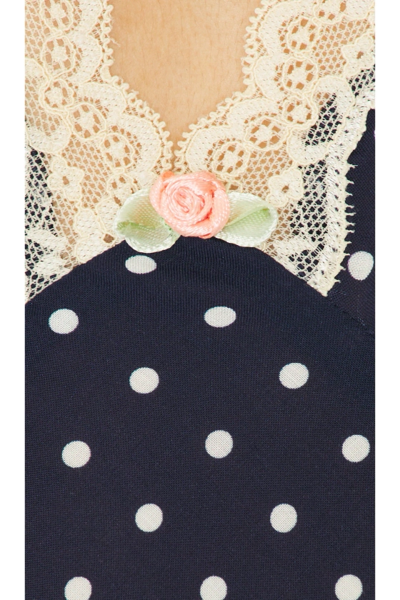 RIXO Clarice Dress in Navy Polka Dot | REVOLVE