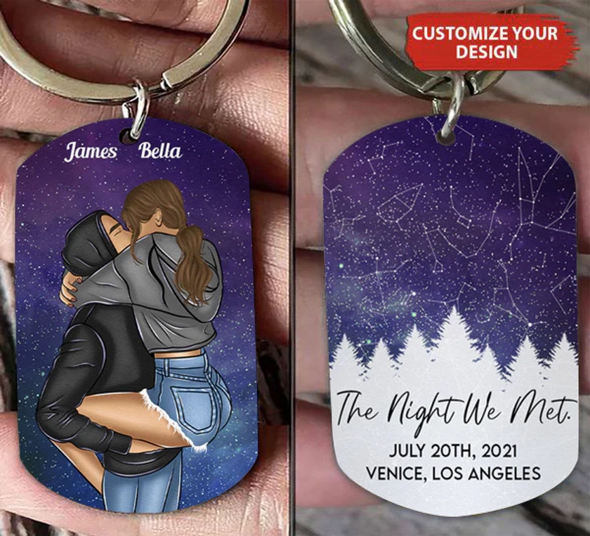 Custom Star Map The Night We First Met Couples - Personalized Keychain