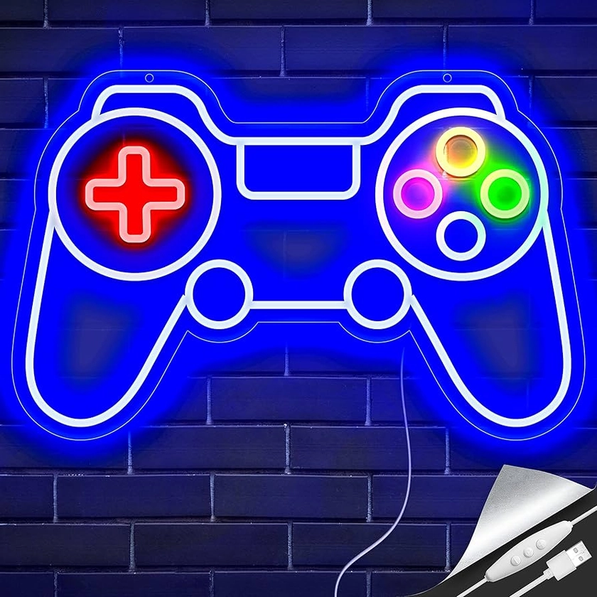 Game Controller Neon Sign for Gamer Room Decor Gamer Gifts for Teen Boys Room Decor Upgraded Gaming Lights Game Console Neon Light Game Room Sign for Bedroom Wall Decor (Gamepad)