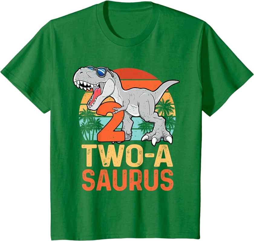 Amazon.com: Kids Two A Saurus Rex 2nd Birthday Dinosaur 2 Year Old Boys T-Shirt : Clothing, Shoes & Jewelry