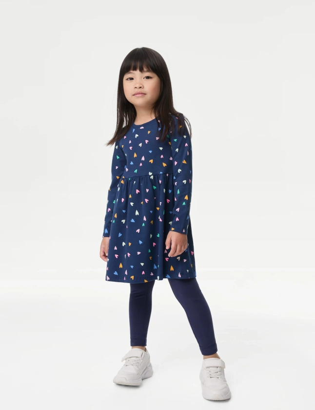 Pure Cotton Heart Dress (2-8 Yrs) | M&S Collection | M&S