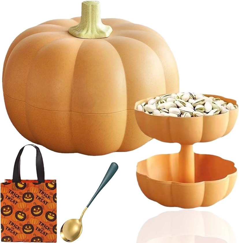 Amazon.com: Halloween Pumpkin Fruit Bowl, Pumpkin Serving Bowl with Dividers, Cute Pumpkin Serving Tray with Lid, Detachable Pumpkin Shape Snack Box, For Halloween Thanksgiving Fall Festival Party (Small-Orange) : Home & Kitchen