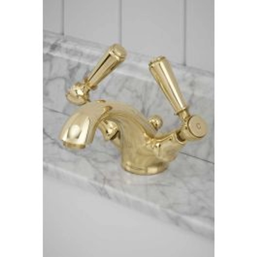 Linton Metal Lever Monobloc Basin Mixer Polished Brass