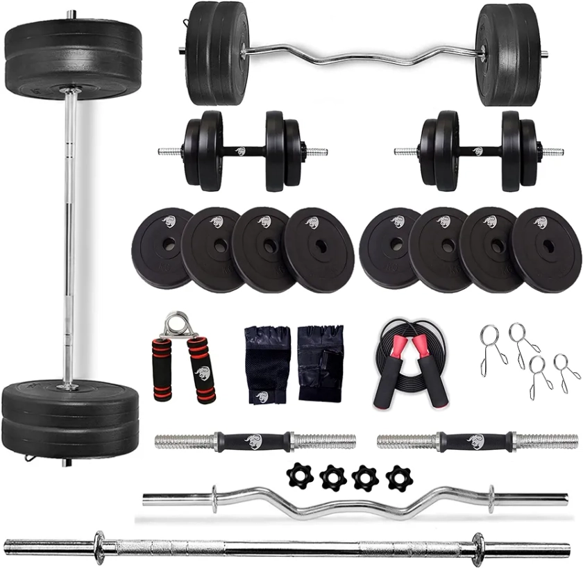 Buy BULLAR Home Gym Set, 14kg, 3 Feet Curl Rod + 4 Feet Straight Rod + 1 Pair Dumbbell Rod, Home Gym Equipments for Men, Home Gym Combo with Gym Accessories Online at Low Prices in India - Amazon.in