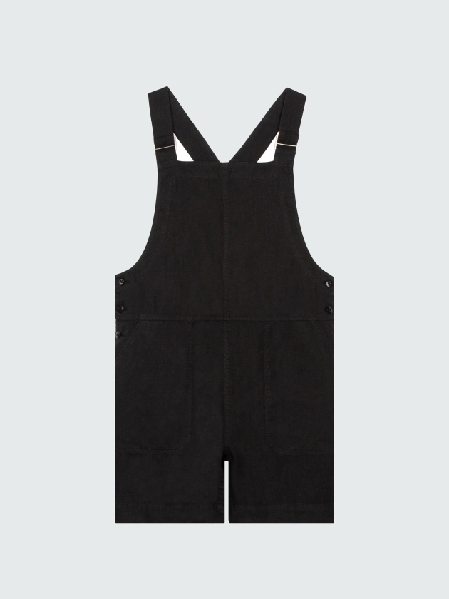 Women's Black Linen Utility Playsuit - Hale | Finisterre