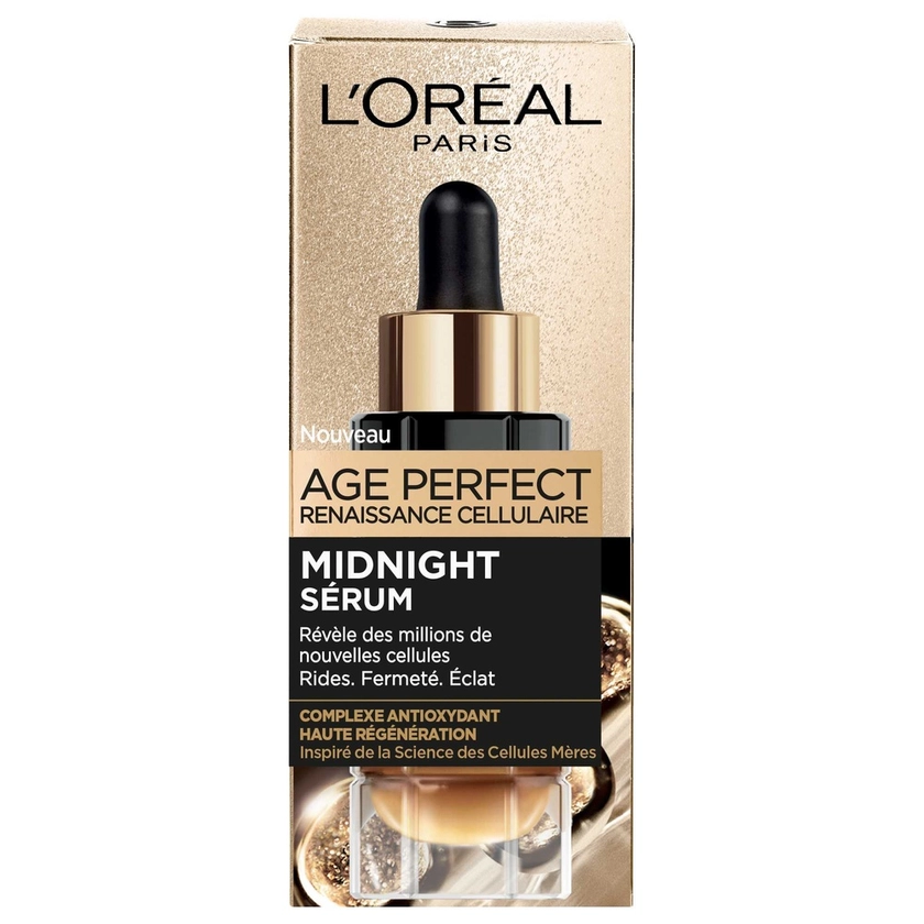 L'Oréal Paris | L'Oréal Paris Age Perfect Renaissance Cellulaire Midnight Sérum - 30ml Sérum anti-âge anti-rides, fermeté et éclat de la peau - 30 ml