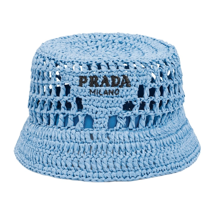Prada Logo Embroidered Woven Bucket Hat