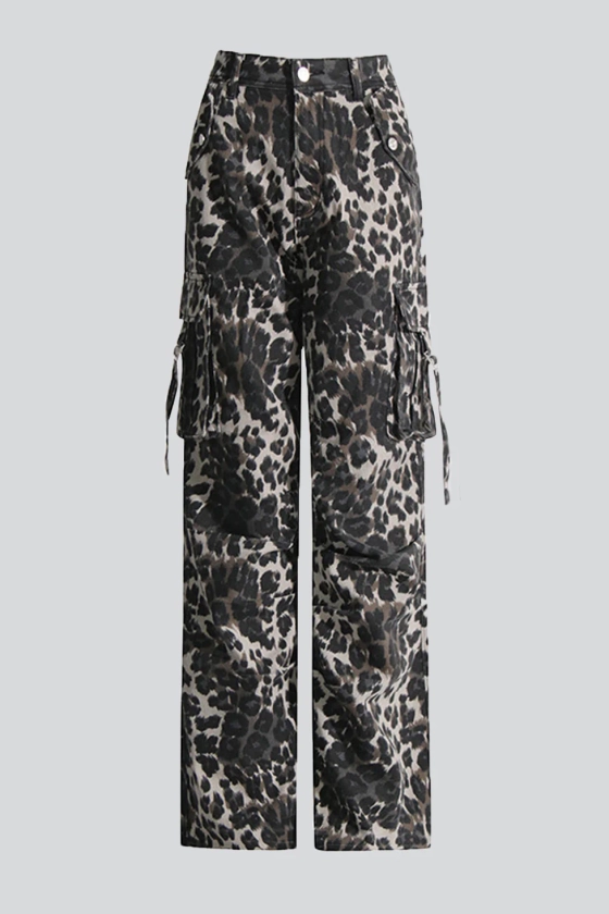 Kennedy Leopard Printed Cargo Jeans