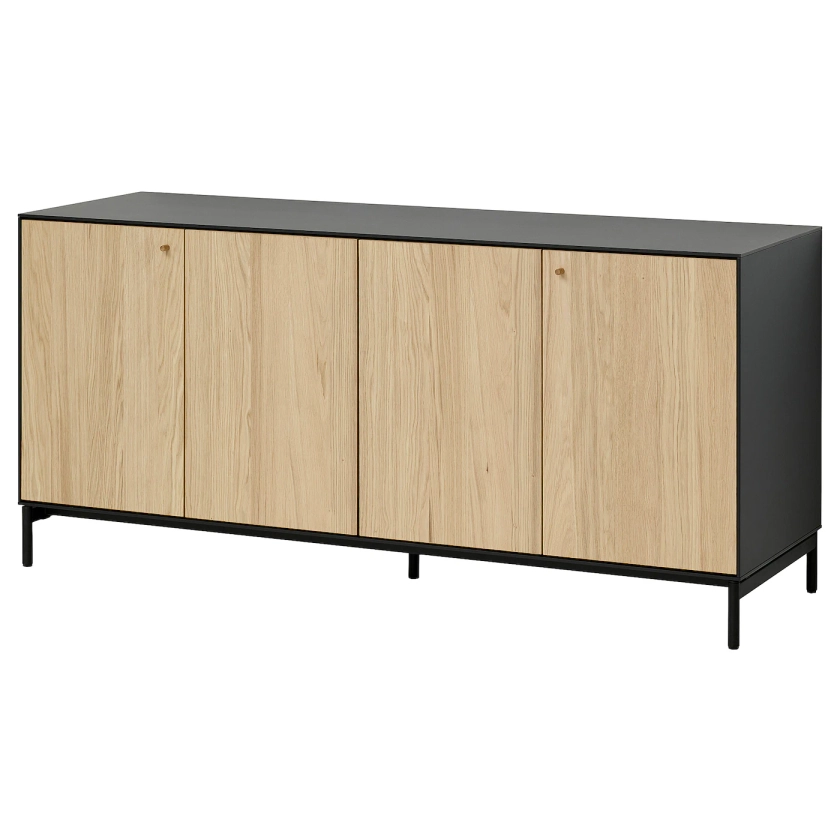 BOASTAD sideboard, black/oak veneer, 631/2x201/2x295/8" - IKEA