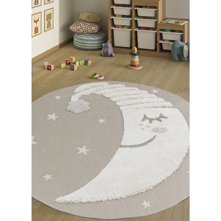 Tapis Enfant Lune Beige - Luna Kids 10 - 160x160 - Tapis enfant BUT