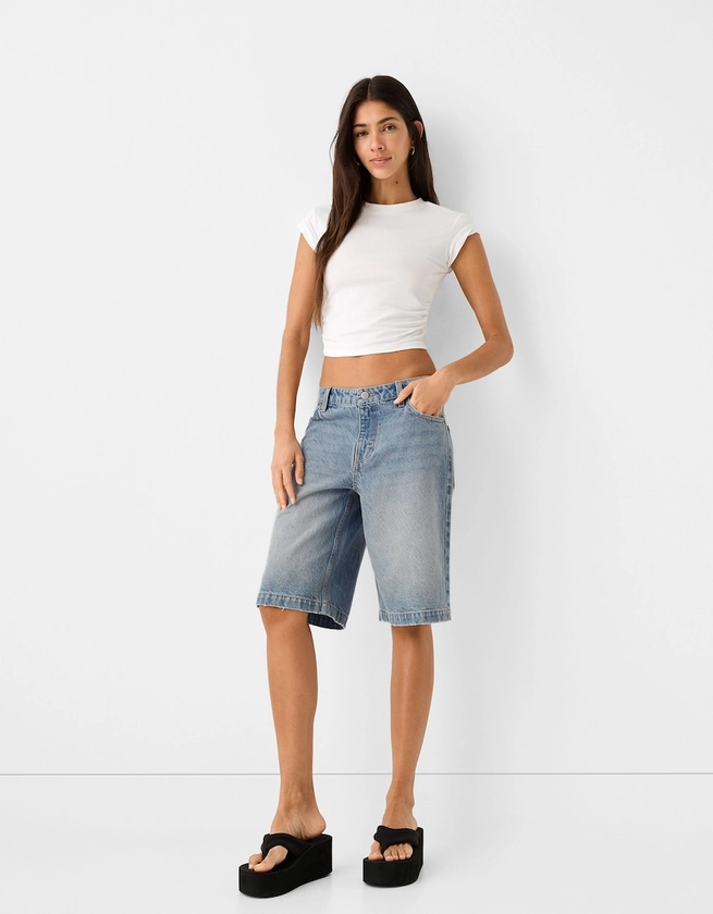 Baggy denim Bermuda shorts