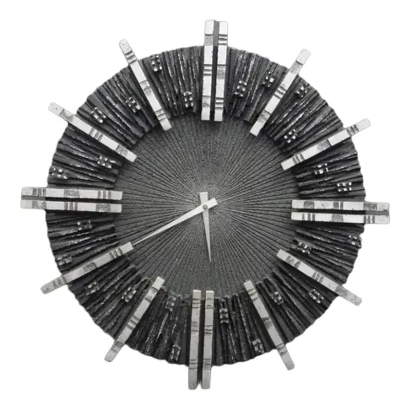 Brutalist Aluminium Wall Clock, 1960s