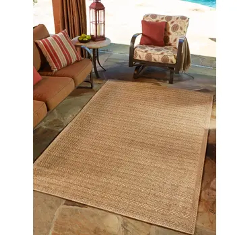 Light Brown 160cm x 245cm Border Indoor / Outdoor Rug | Rugs UK