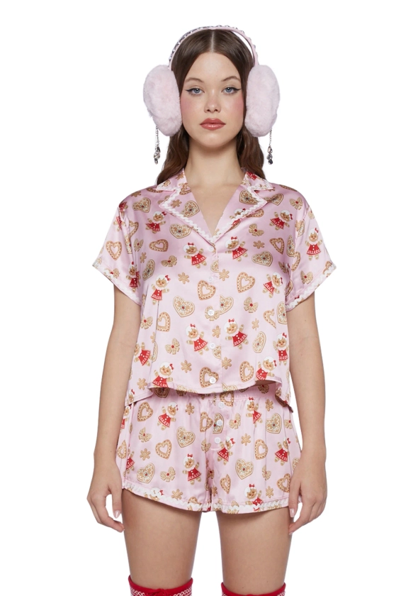 Sugar Thrillz Gingerbread Pajama Set - Pink