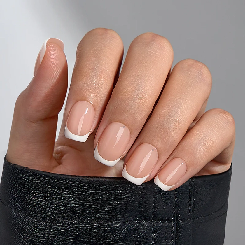 Classic White Square French Nails - Press On Nails