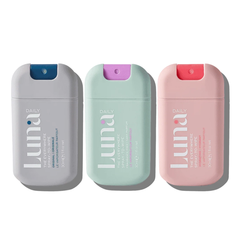 The Everywhere Spray-to-Wipe Minis Collection | Eco-wipe for all skin | Luna Daily