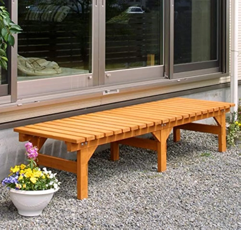 Takasho Indoor Outdoor Wooden Seat Divan Bench For Home Garden Patio Terrace Of Natural Wood, Pack Of 1 : Amazon.in: Home & Kitchen