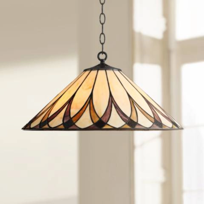 Robert Louis Tiffany Serena 19 3/4" Amber Art Glass 3-Light Pendant - #65X38 | Lamps Plus