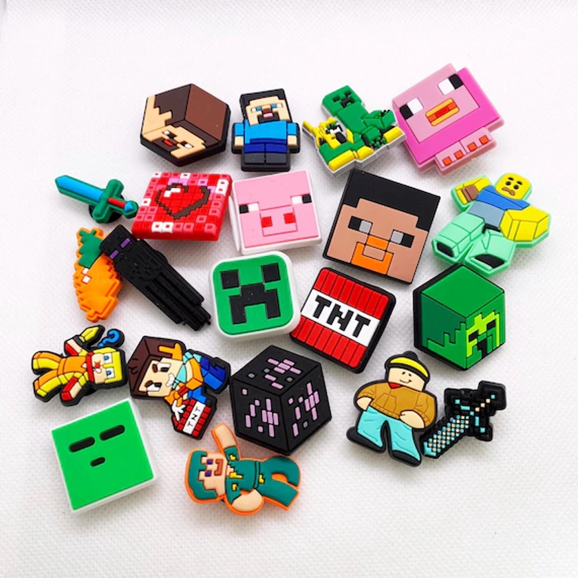 Minecraft Croc Charms Fun Jibbitz for Gamers, Adventure Builders, & Fans of Pixelated Creativity - Etsy UK