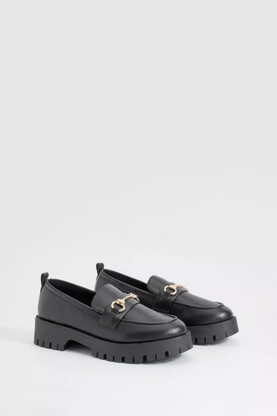 Wide Fit Chunky T Bar Loafers