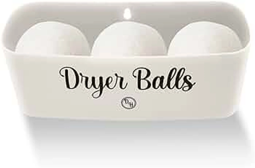 Laundry Room Organization and Storage - Magnetic Dryer Ball Holder - Lint Bin for Laundry Room Alternative - Magnetic Holder for Laundry Accessories - Fits Wool Dryer Ball Basket (Off-White)
