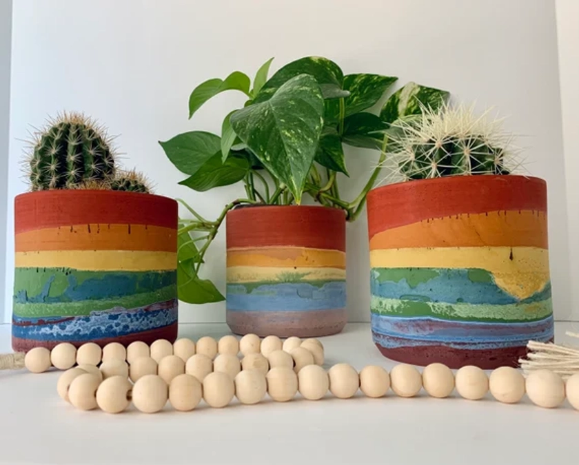 Prism pot | rainbow | concrete planter | boho | handmade | cactus succulents houseplants | home decor | boho | modern | gift wrapped