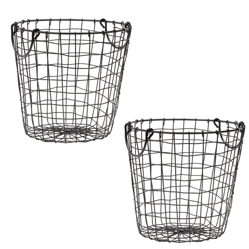 Round Black Wire Laundry Baskets with Handles (Metal, 8.5 x 11 In, 2 Pack) - Walmart.com